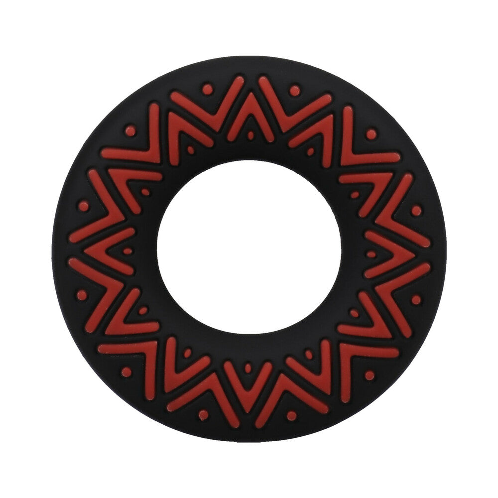 DOC JOHNSON - POLYNESIAN PLEASURES HULA LOOPS ANEL PENIAN TRIBAL EM SILICONE 25MM VERMELHO/PRETO