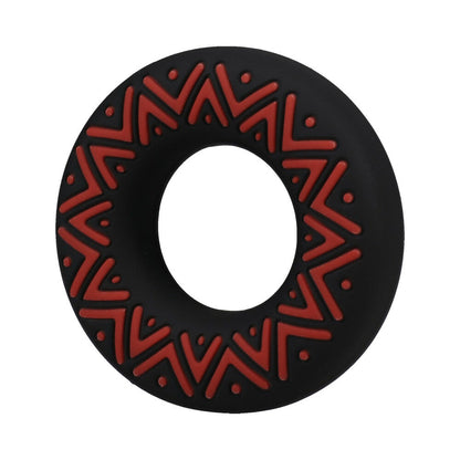 DOC JOHNSON - POLYNESIAN PLEASURES HULA LOOPS ANEL PENIAN TRIBAL EM SILICONE 25MM VERMELHO/PRETO
