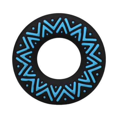 DOC JOHNSON - POLYNESIAN PLEASURES HULA LOOPS ANEL PENIAN DE SILICONE TRIBAL 25MM AZUL/PRETO
