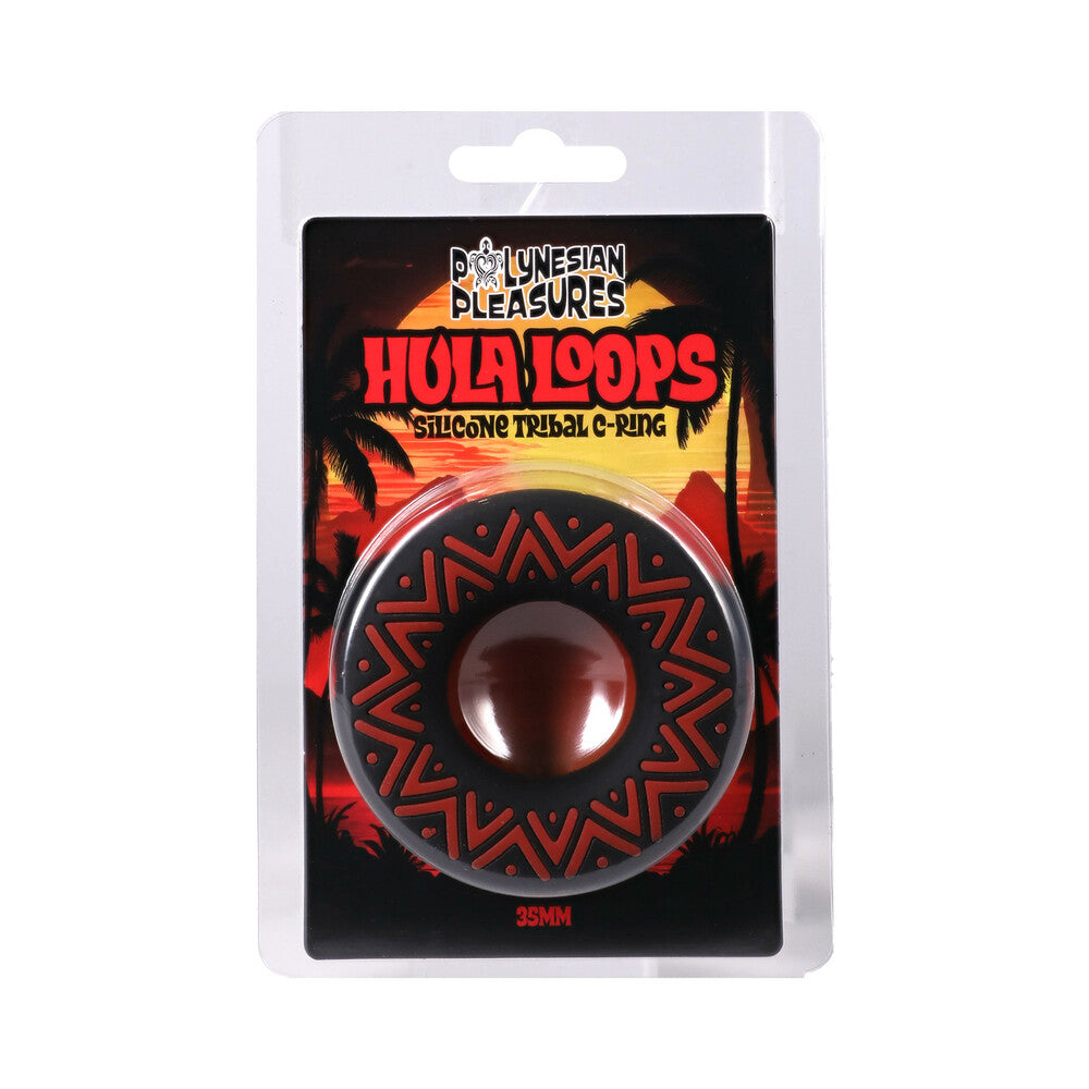 DOC JOHNSON - POLYNESIAN PLEASURES HULA LOOPS ANEL C TRIBAL EM SILICONE 35MM VERMELHO/PRETO