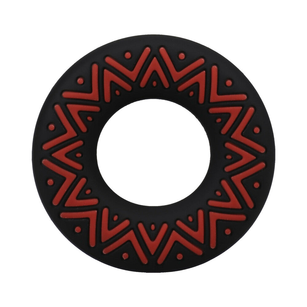 DOC JOHNSON - POLYNESIAN PLEASURES HULA LOOPS ANEL C TRIBAL EM SILICONE 35MM VERMELHO/PRETO