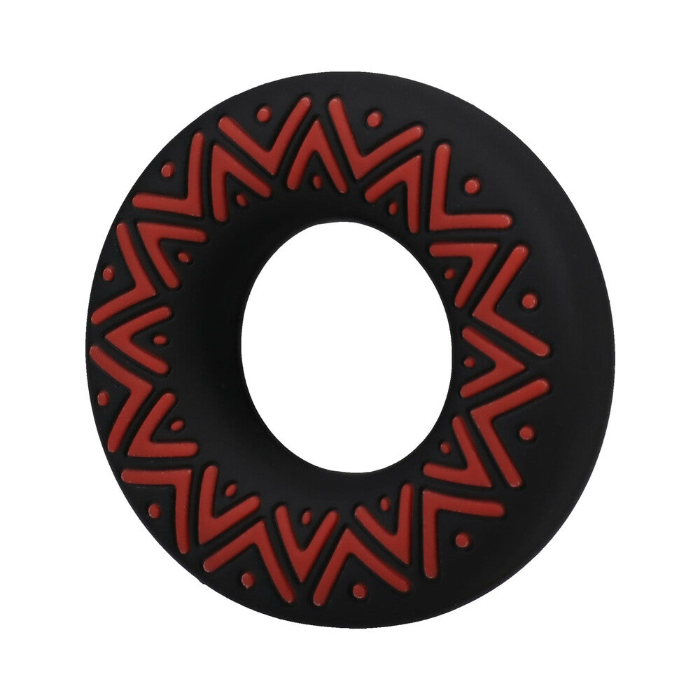 DOC JOHNSON - POLYNESIAN PLEASURES HULA LOOPS ANEL C TRIBAL EM SILICONE 35MM VERMELHO/PRETO