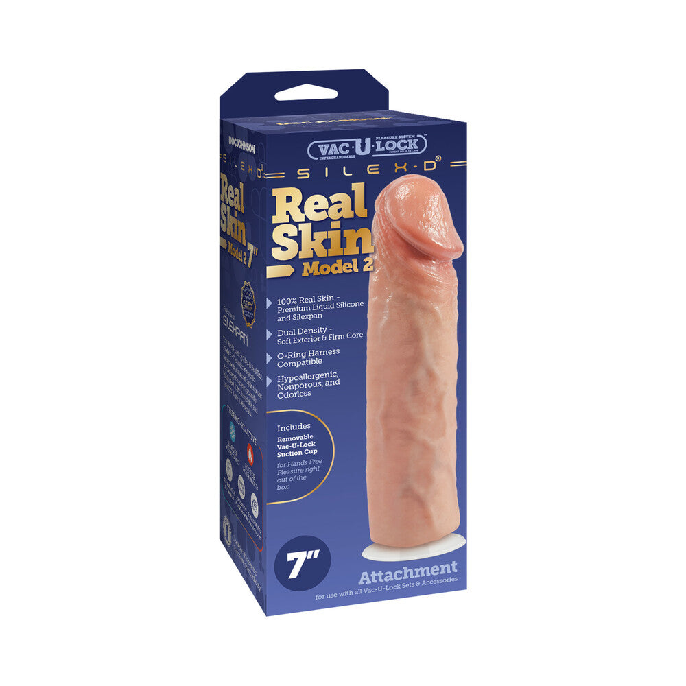 DOC JOHNSON - VAC-U-LOCK X SILEX-D MODELO 2 PREMIUM REAL SKIN 7 POL. BAUNILHA