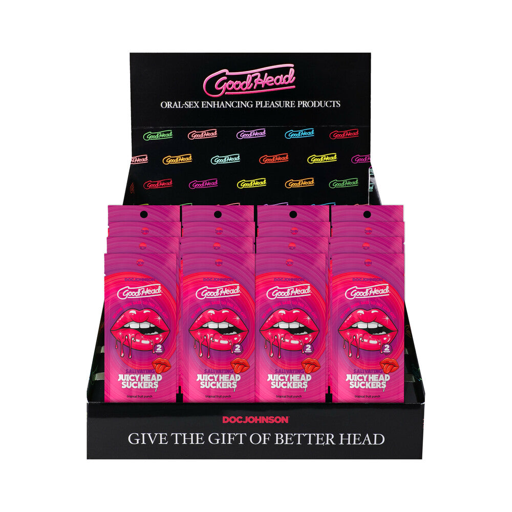 DOC JOHNSON - GOODHEAD JUICYHEAD SALIVATING SUCKERS TROPICAL FRUIT PUNCH EMBALAGEM DE 2 UNIDADES DISPLAY DE 16 PEÇAS