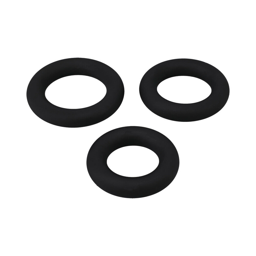 DOC JOHNSON - CONJUNTO DE 3 ANÉIS PENIANOS ACOLCHOADOS EM SILICONE TITANMEN PRETO
