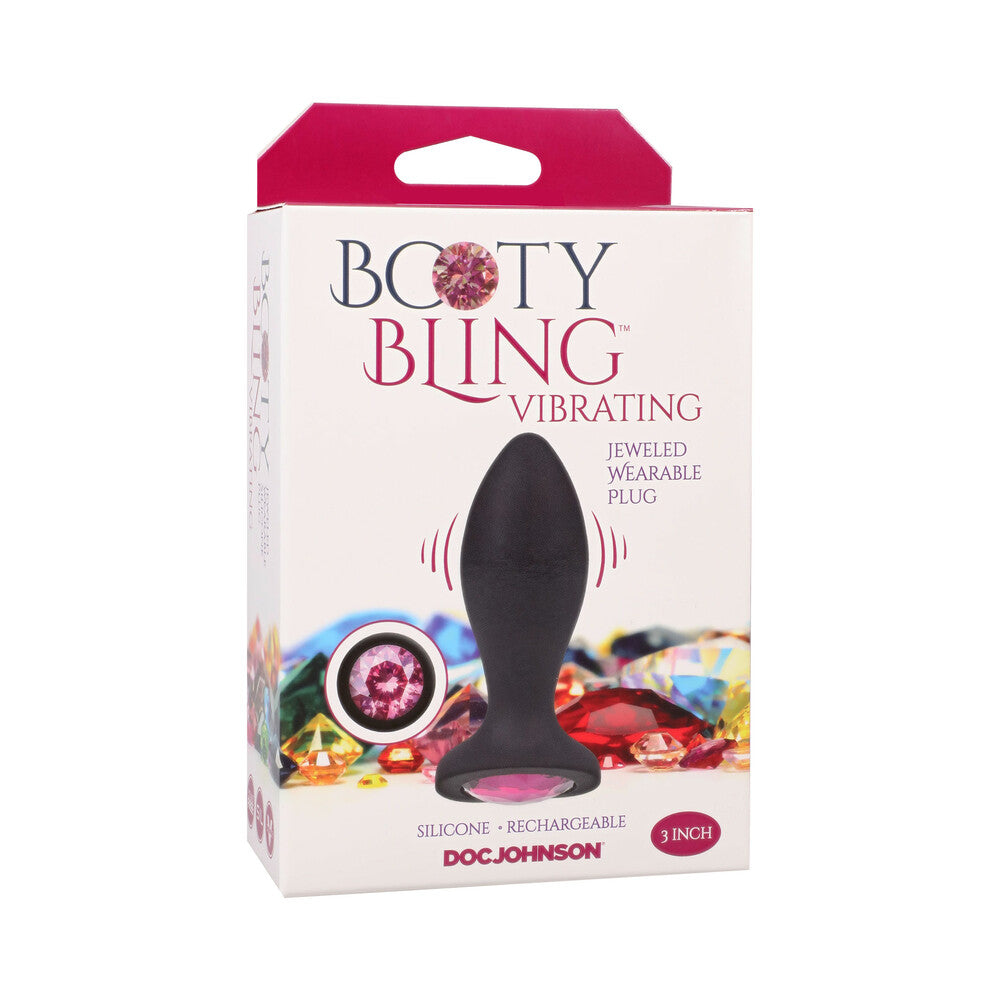 DOC JOHNSON - BOOTY BLING VIBRADOR ANAL DE SILICONE COM JOIA 3 POLEGADAS ROSA