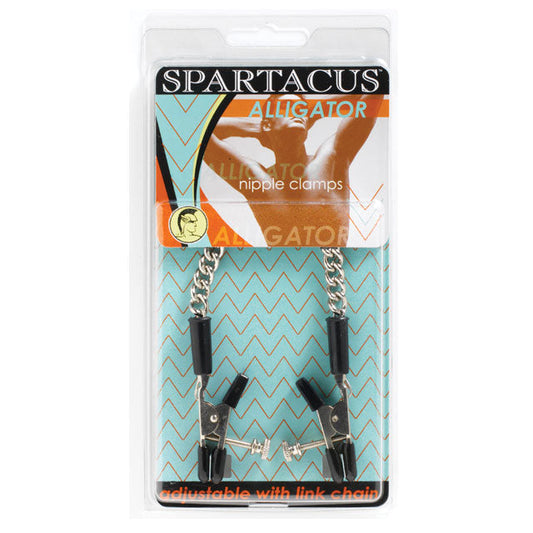 SPARTACUS - ADJUSTABLE NIPPLE CLAMS WITH CURBED CHAIN RUBBER TIPPED