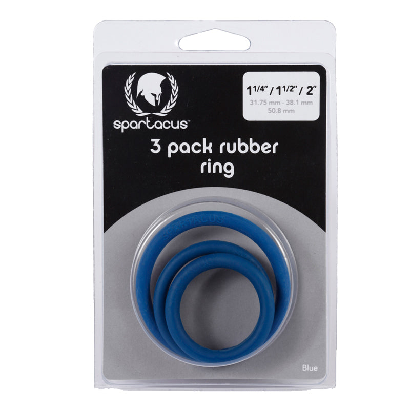 SPARTACUS - COCK RING SET (3 RUBBER RINGS/BLUE)