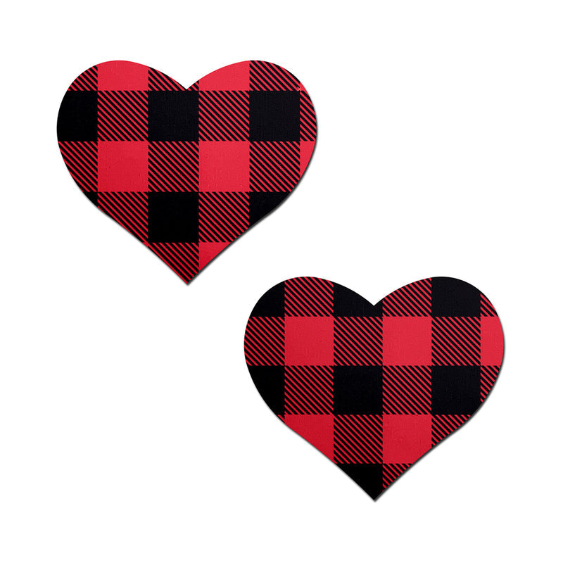 PASTEASE - BUFFALO PLAID HEART PASTIES RED