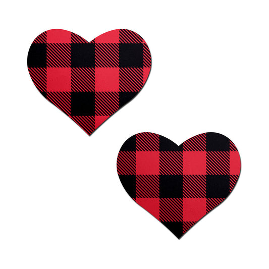 PASTEASE - BUFFALO PLAID HEART PASTIES RED