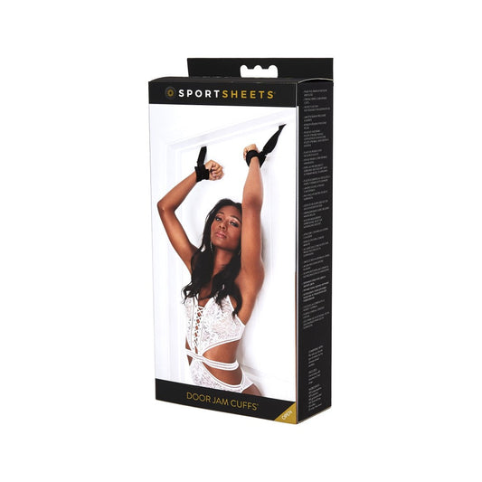 SPORTSHEETS - ADJUSTABLE DOOR JAM CUFFS SET BLACK