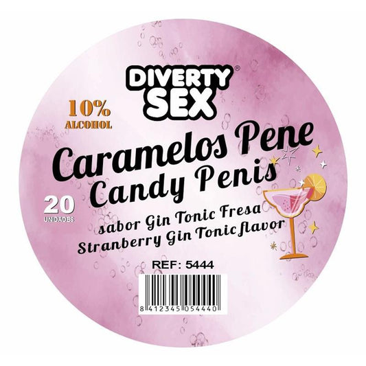 DIVERTY SEX - 20 CARAMELOS FORMA DE PENE SABOR GIN TONIC