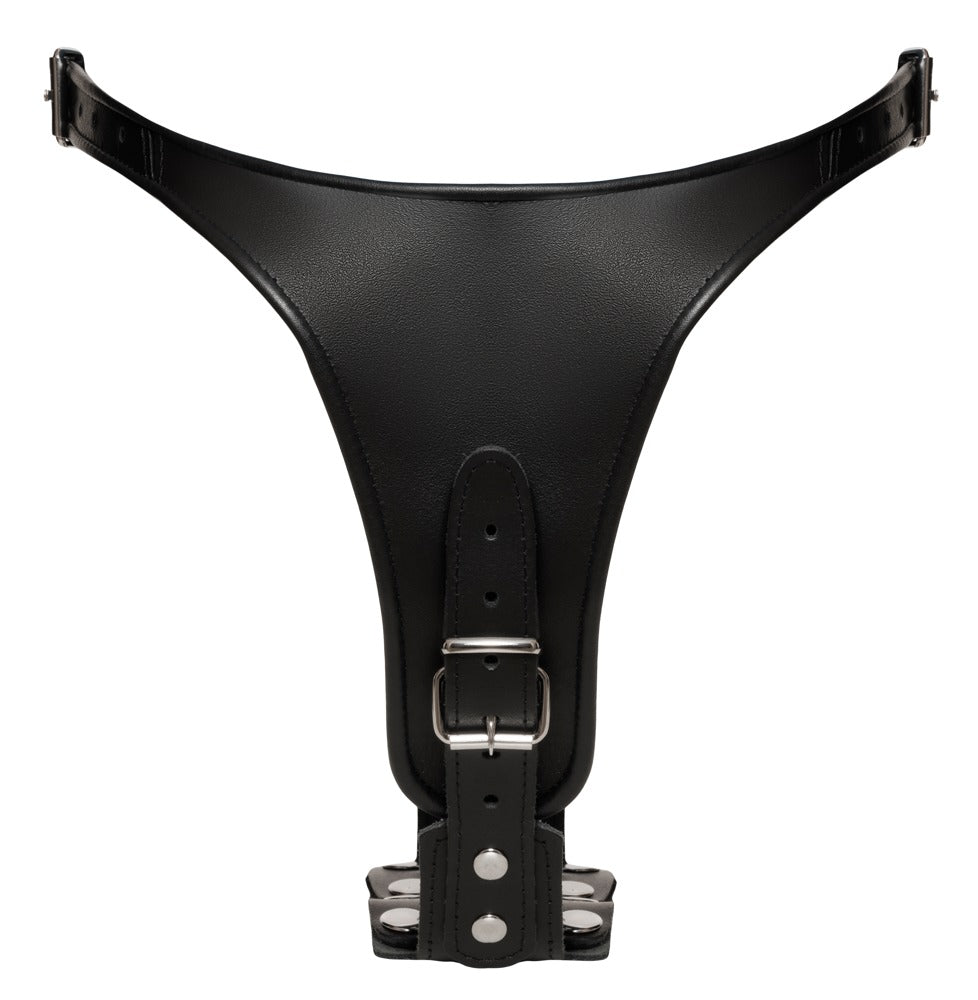 ZADO - LEATHER BRIEFS WITH 2 DILDOS