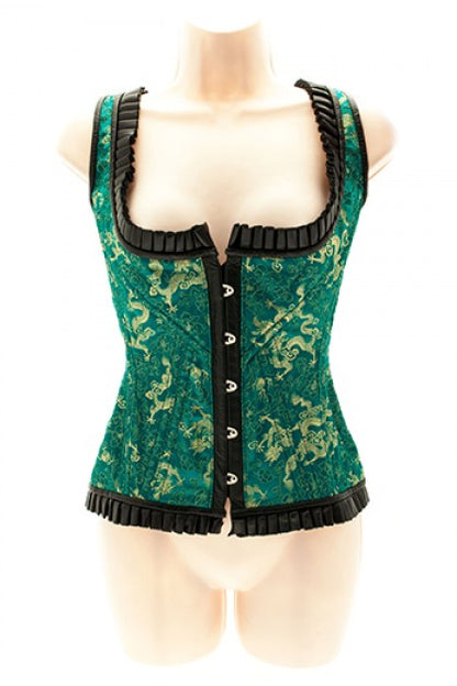 CORSET VERDE SEDA Y PIEL, CHINO T M