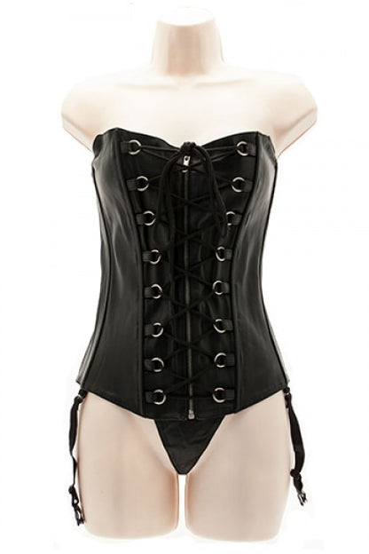 CORSET NEGRO,CUERO HEBILLAS C/TANGA T M