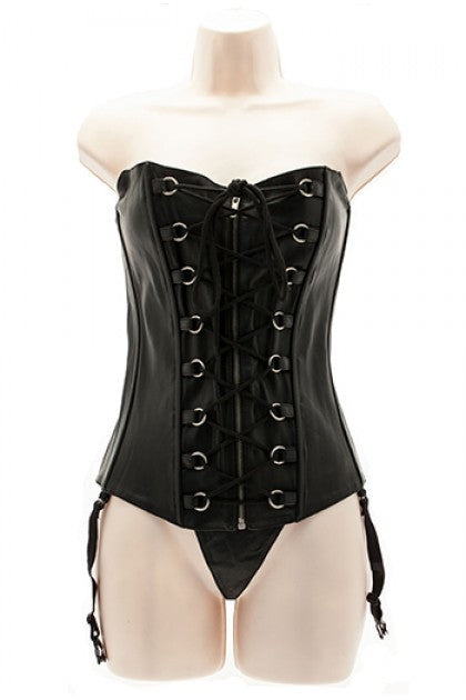 STORMY LEATHER - CORSET NEGRO,CUERO HEBILLAS C/TANGA T M