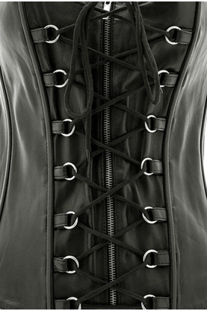 CORSET NEGRO,CUERO HEBILLAS C/TANGA T M