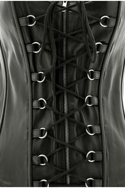 CORSET NEGRO,CUERO HEBILLAS C/TANGA T M
