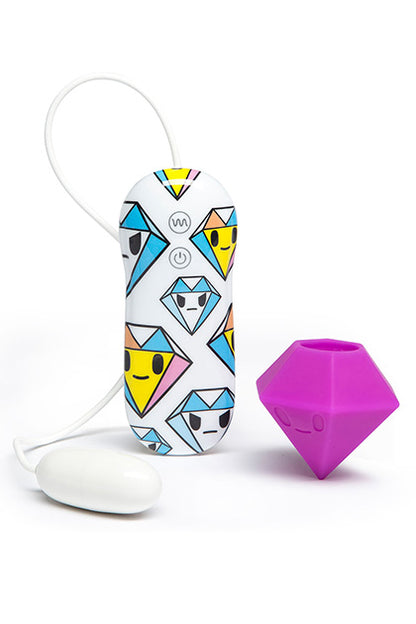 TOKIDOKI BY LOVEHONEY - TOKIDOKI 7 FUNCTION SILICONE PURPLE DIAMOND CLITORAL VIBRATOR