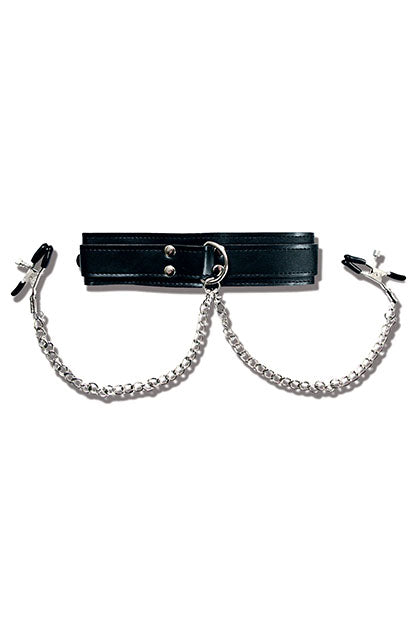 SPORTSHEETS - COLLAR WITH NIPPLE CLAMPS