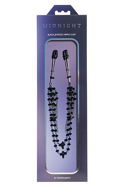 SPORTSHEETS - BLACK JEWELED NIPPLE CLIPS