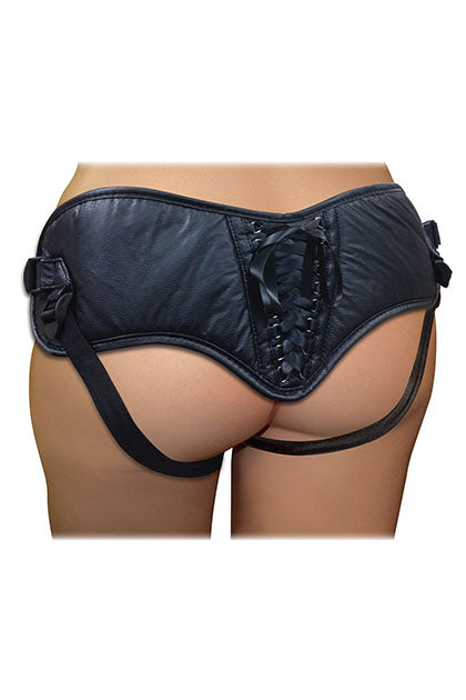 SPORTSHEETS - PLUS SIZE BLACK PVC CORSETTE STRAP-ON