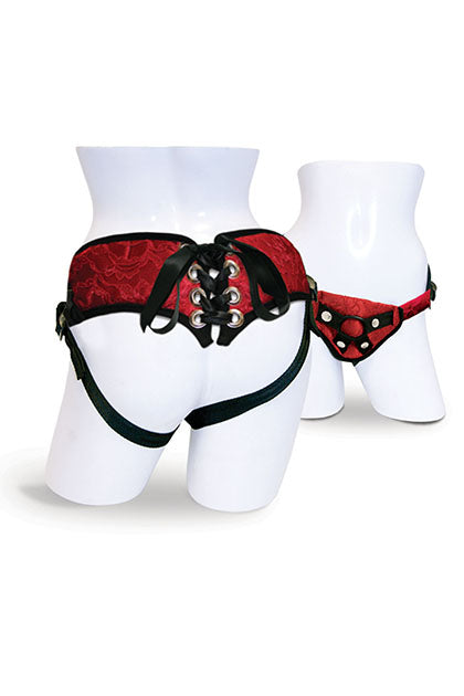 SPORTSHEETS - RED LACE CORSETTE STRAP ON