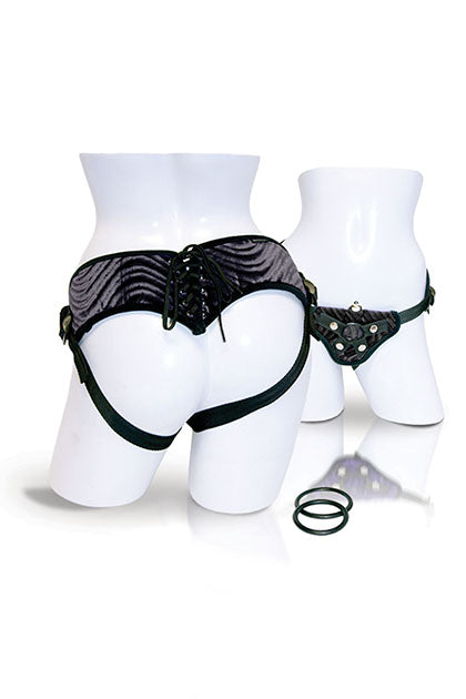 VIBRATING CORSETTE STRAP-ON - BLACK