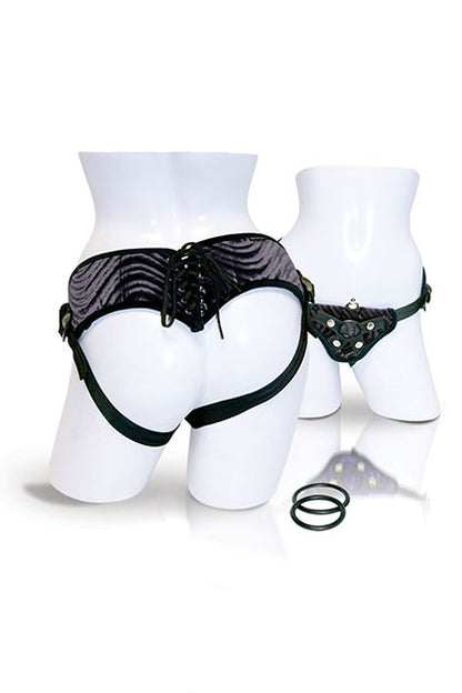 VIBRATING CORSETTE STRAP-ON - BLACK