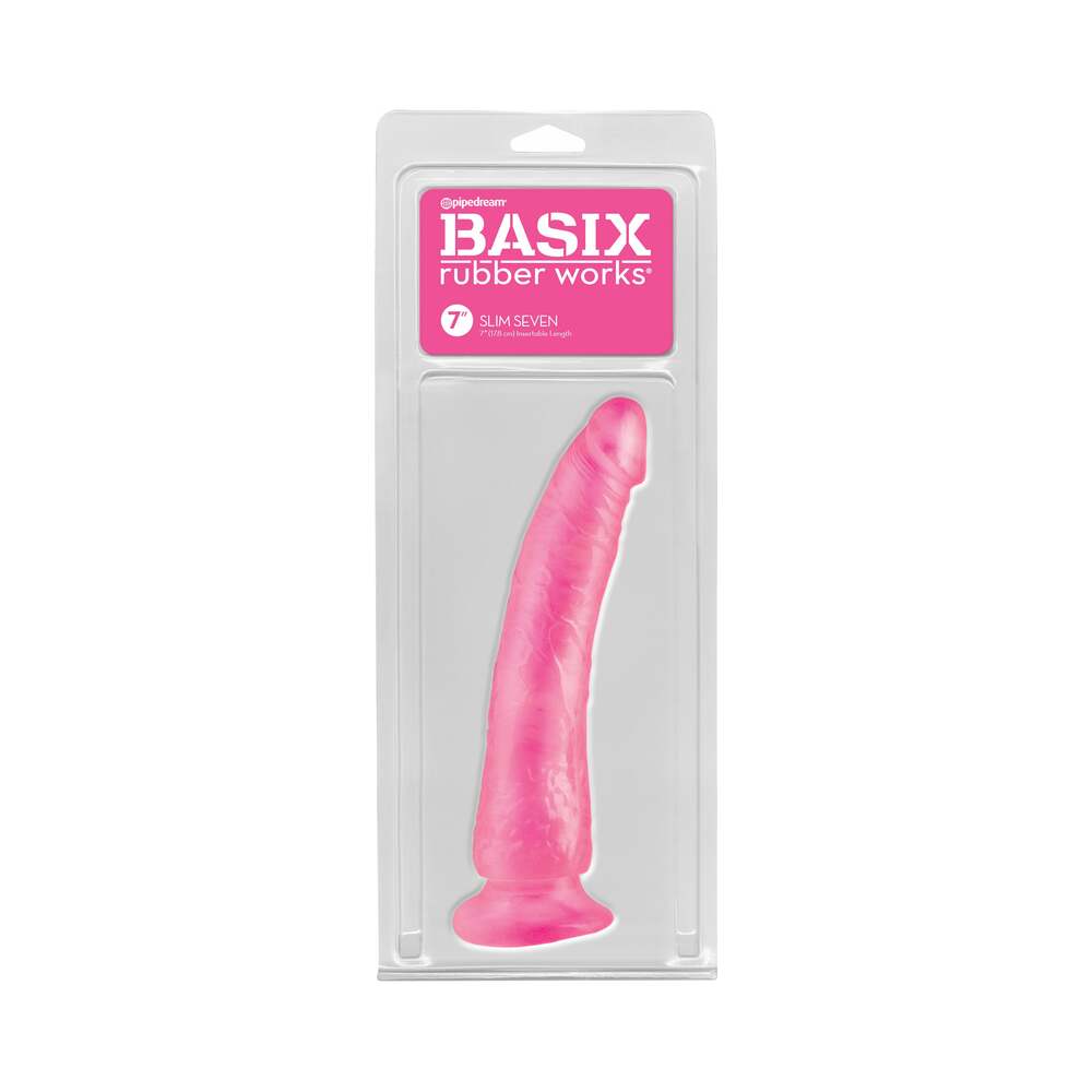PIPEDREAM - BASIX RUBBER WORKS SLIM SEVEN 7 IN. DILDO WITH