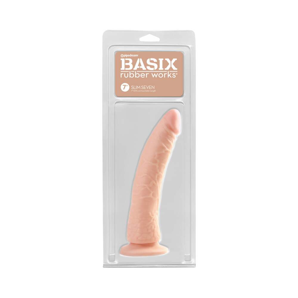 PIPEDREAM - BASIX RUBBER WORKS SLIM SEVEN 7 IN. DILDO WITH