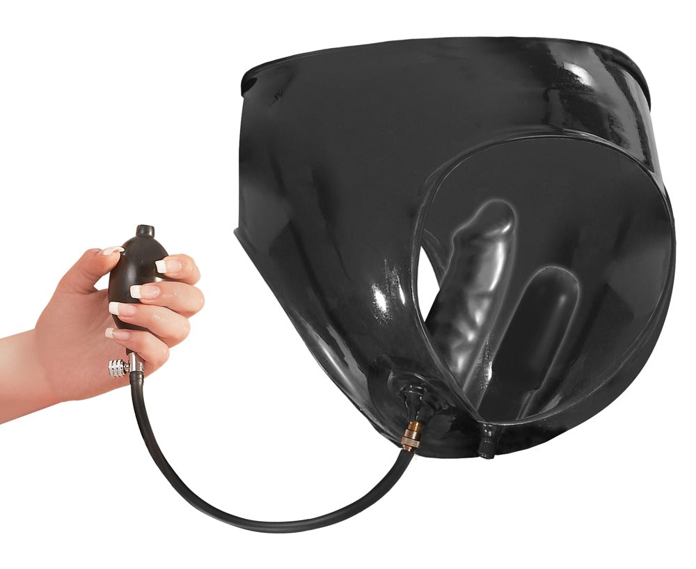 LATE X - LATEX BRIEFS WITH INFLATABLE DILDOS