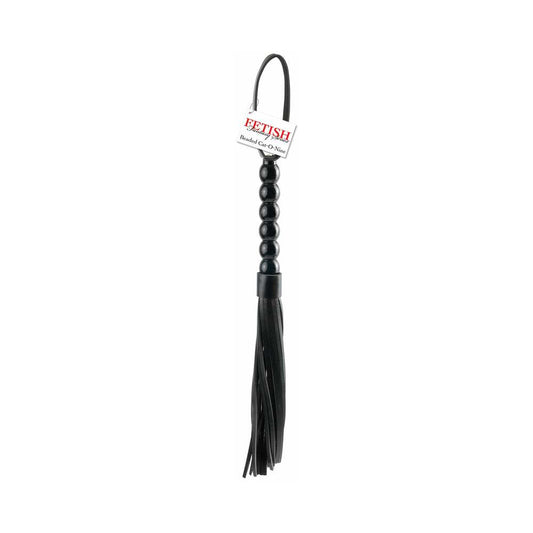 PIPEDREAM - FETISH FANTASY SERIES BEADED CAT-O-NINE TAILS FLOGGER BLACK