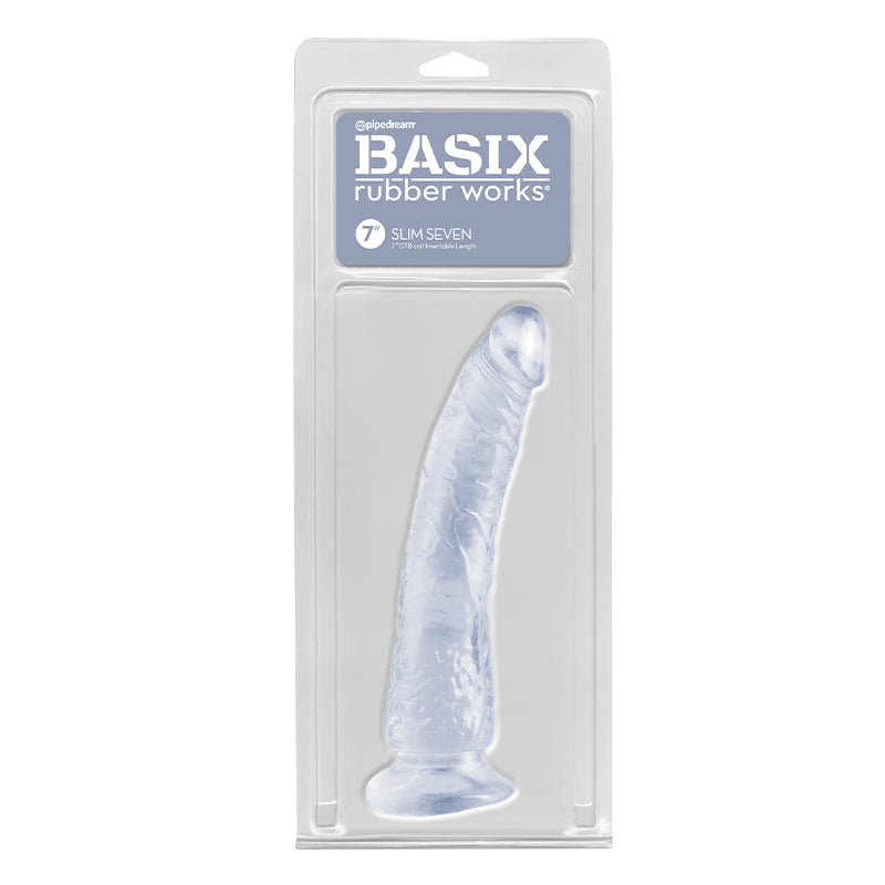 PIPEDREAM - BASIX RUBBER WORKS SLIM SEVEN 7 IN. DILDO WITH