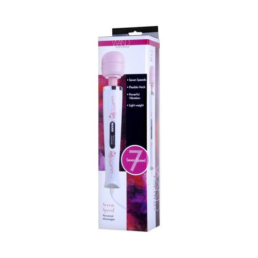 XR BRANDS - WAND ESSENTIALS 7 SPEED SILICONE WAND MASSAGER PINK/WHITE