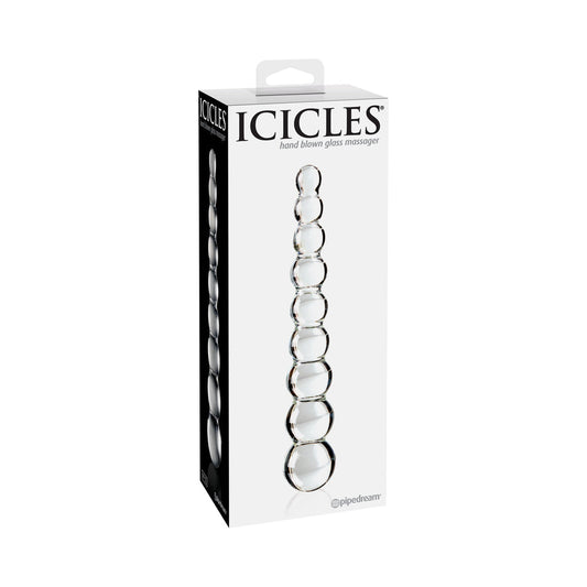 PIPEDREAM - ICICLES NO. 2 BEADED 8.5 IN. GLASS DILDO CLEAR