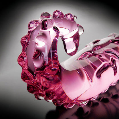 PIPEDREAM - ICICLES N.º 24 DILDO DE VIDRO CURVO TEXTURIZADO DE 15 CM COM PEGA COR-DE-ROSA