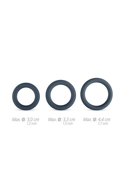 BONERS - 3-PIECE COCK RING SET - GREY