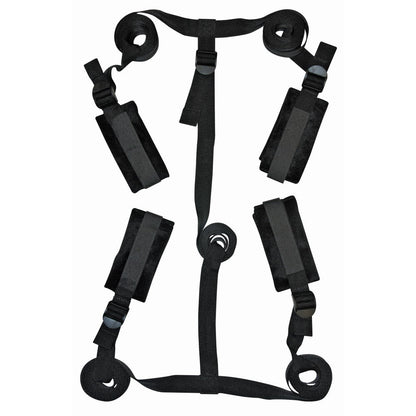 SPORTSHEETS - SEX & MISCHIEF 5-PIECE ADJUSTABLE BED BONDAGE RESTRAINT KIT BLACK
