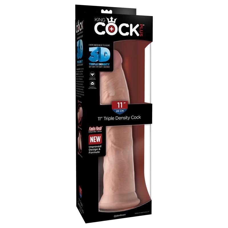 KING COCK - 3D DILDO TRIPLE DENSIDAD PLUS 11 NATURAL