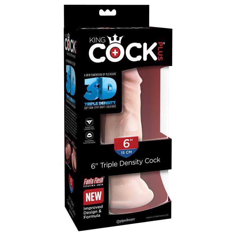 KING COCK - 3D DILDO TRIPLE DENSIDAD PLUS 6 NATURAL