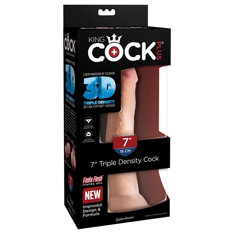 KING COCK - 3D DILDO TRIPLE DENSIDAD PLUS 7 NATURAL