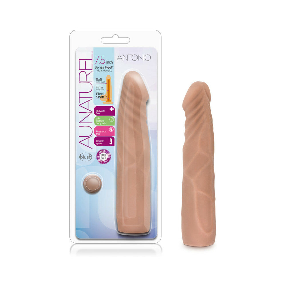BLUSH - AU NATUREL ANTONIO 7.5 IN. POSABLE DUAL DENSITY DILDO TAN
