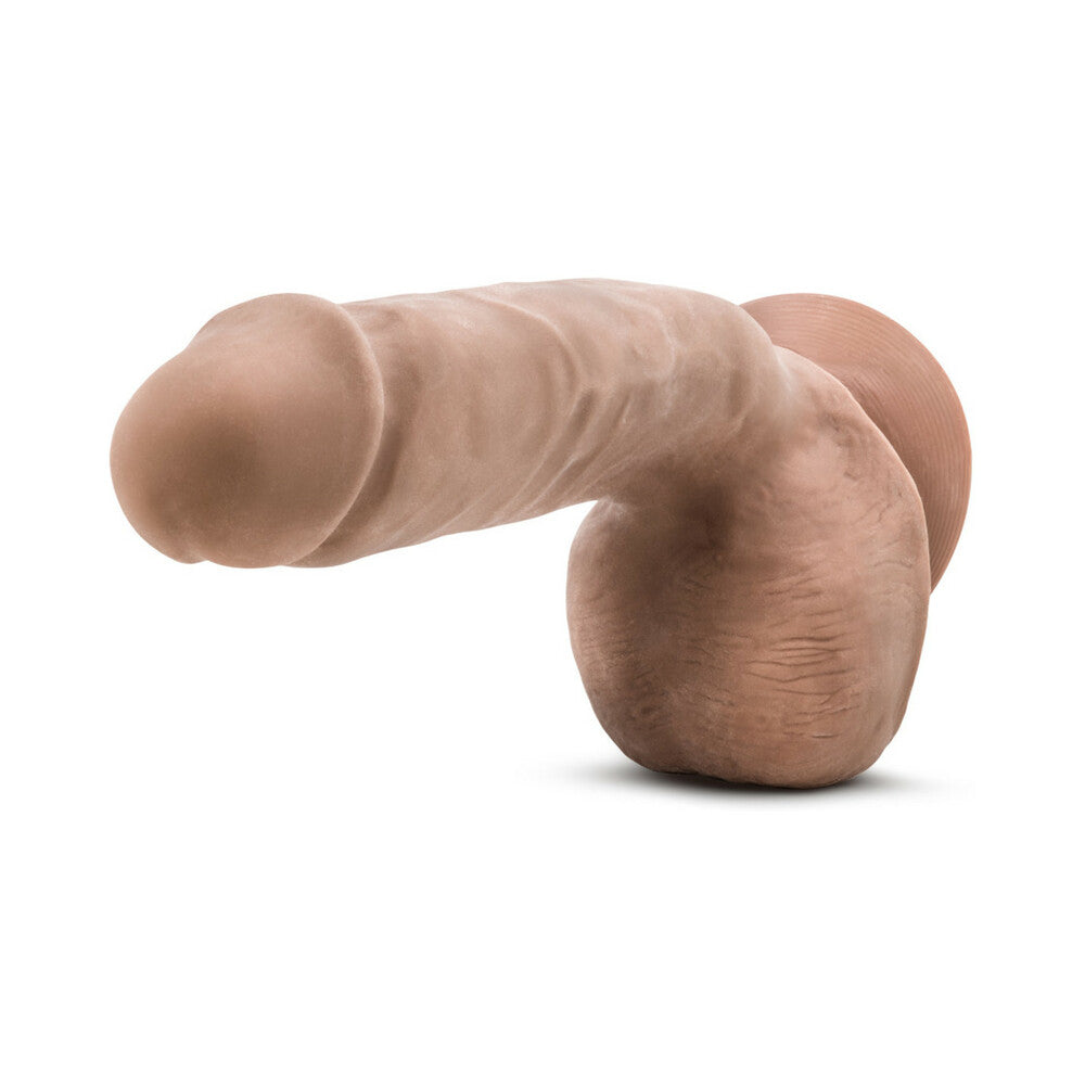 BLUSH - AU NATUREL MACHO 8.5 IN. POSABLE DUAL DENSITY DILDO WITH BALLS TAN