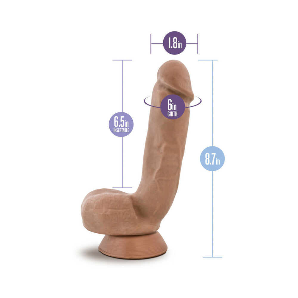 BLUSH - AU NATUREL MACHO 8.5 IN. POSABLE DUAL DENSITY DILDO WITH BALLS TAN
