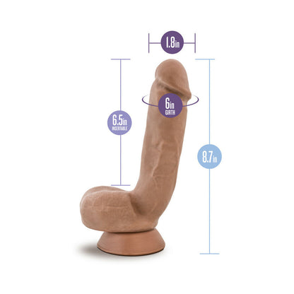 BLUSH - AU NATUREL MACHO 8.5 IN. POSABLE DUAL DENSITY DILDO WITH BALLS TAN