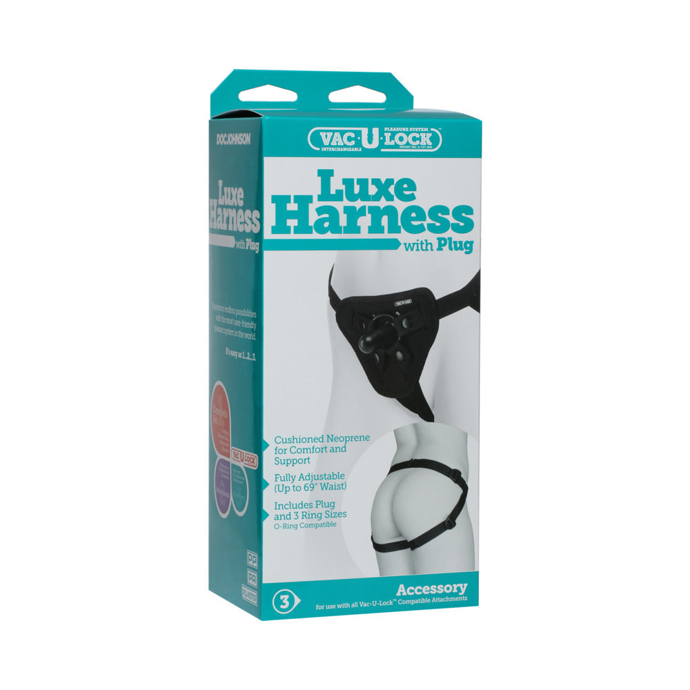 DOC JOHNSON - VAC-U-LOCK PLATINUM - ARNÊS LUXE - COM PLUG PRETO