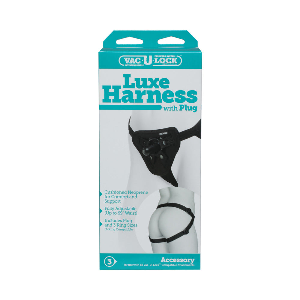 DOC JOHNSON - VAC-U-LOCK PLATINUM - ARNÊS LUXE - COM PLUG PRETO