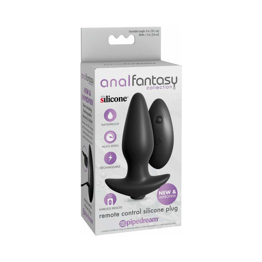 PIPEDREAM - ANAL FANTASY COLLECTION VIBRATING REMOTE CONTROL SILICONE PLUG BLACK