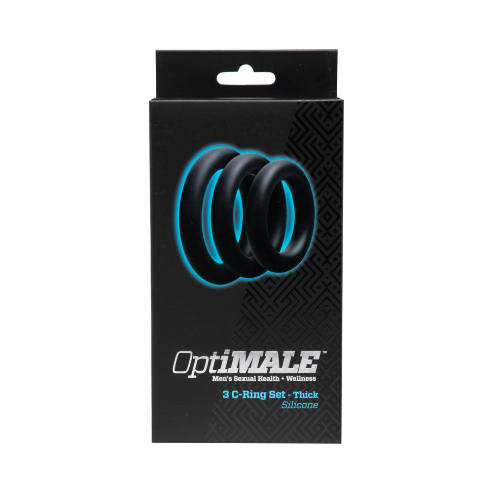 DOC JOHNSON - OPTIMALE – CONJUNTO DE 3 ANÉIS PENIANOS – PRETO ESPESSO